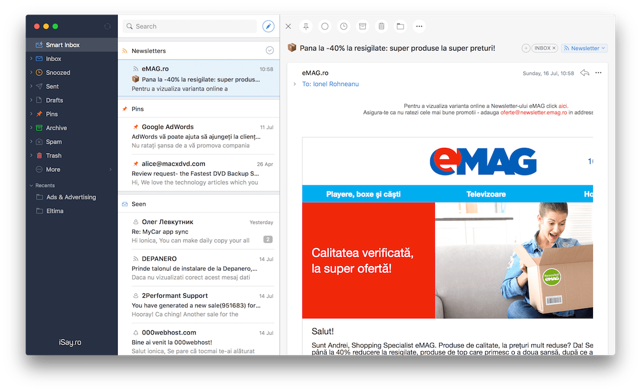 Spark email macOS