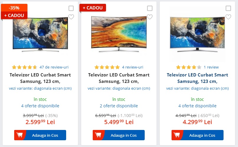 televizoare LED curbate 4K Samsung