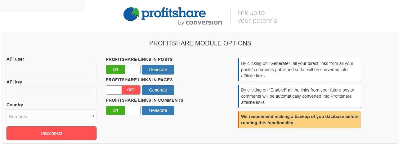 plugin Profitshare pentru wordpress