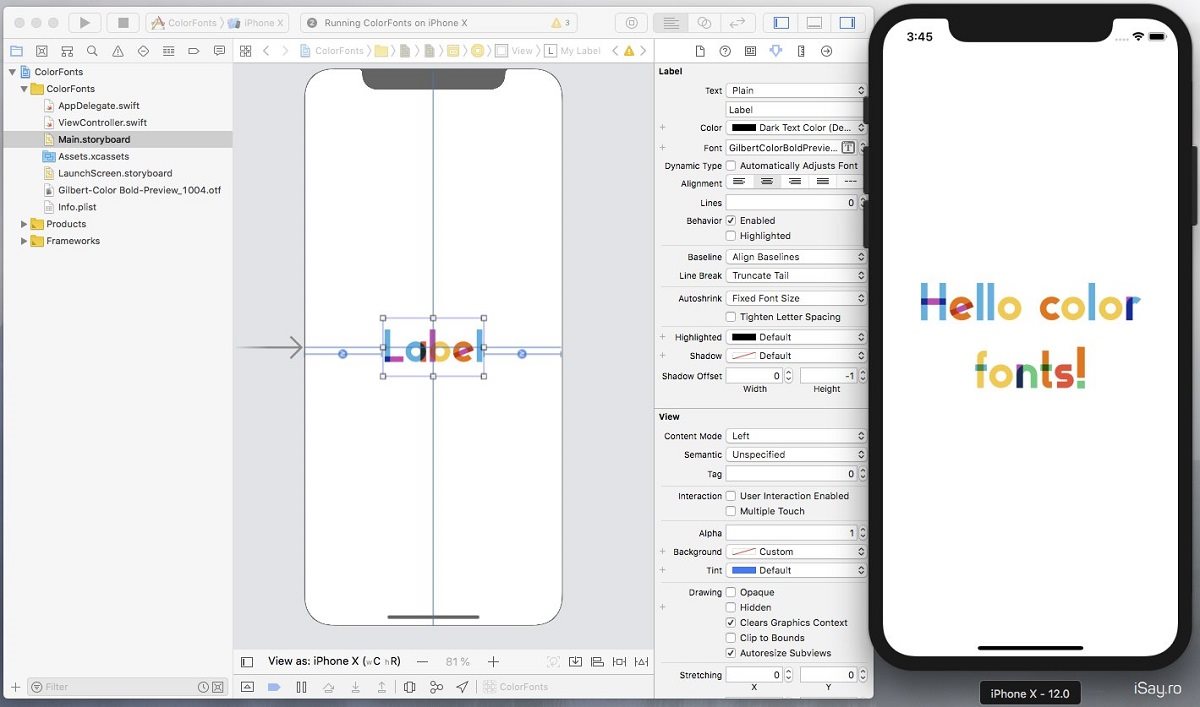 fonturi colorate iOS 12