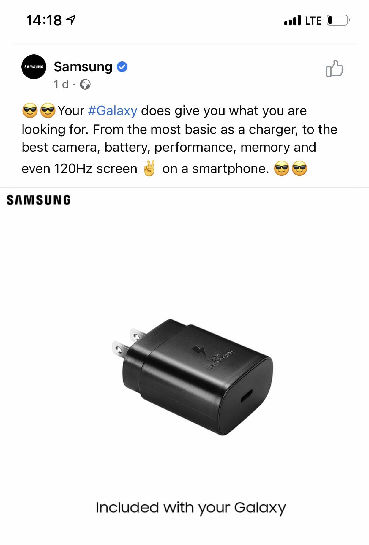 Samsung postare Facebook