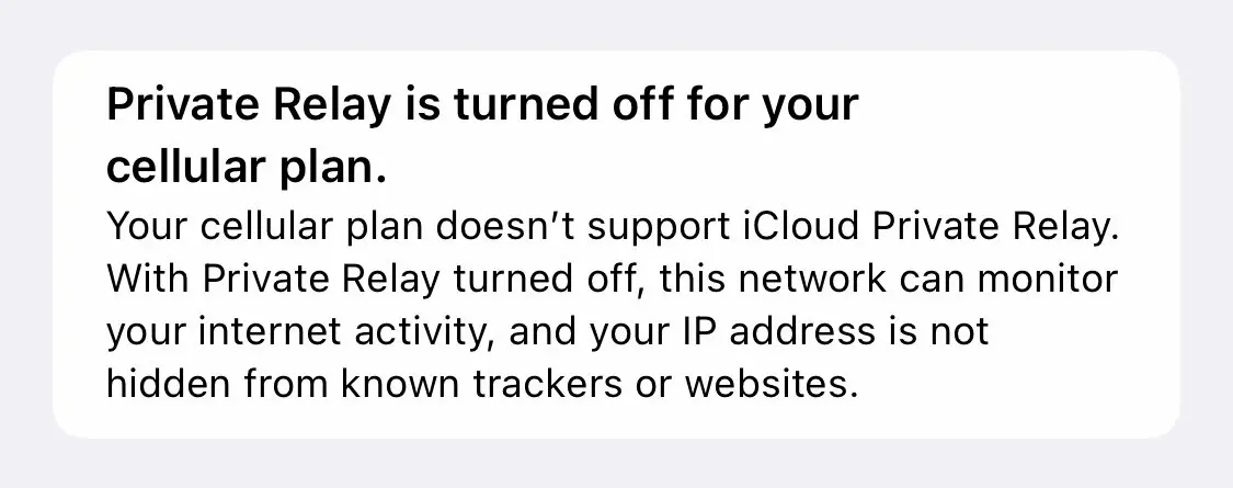 Carrier blocking iCloud Private Relay O2