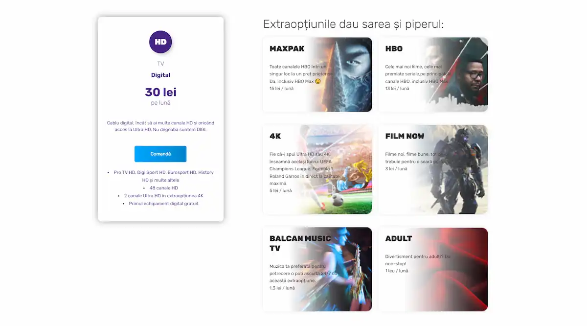 Digi TV televiziunea ta digitala unde vezi canale HD si 4K