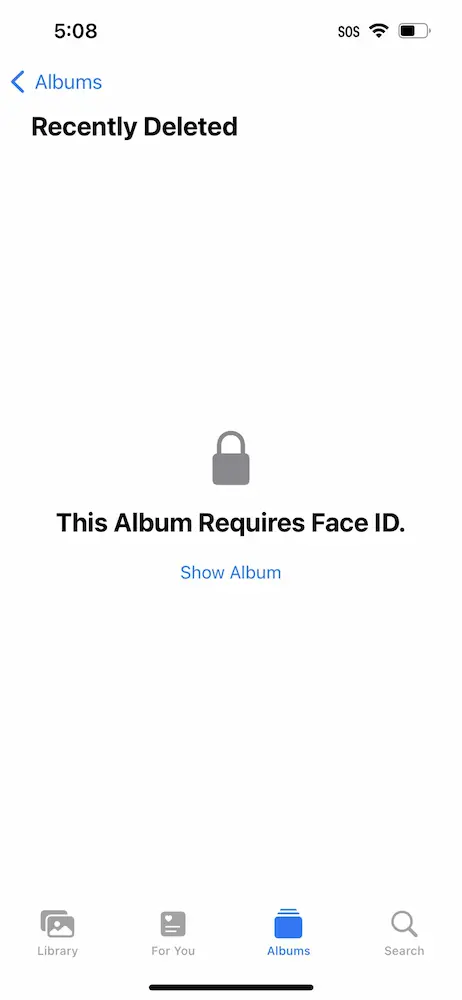 Recently Deleted cu Face ID