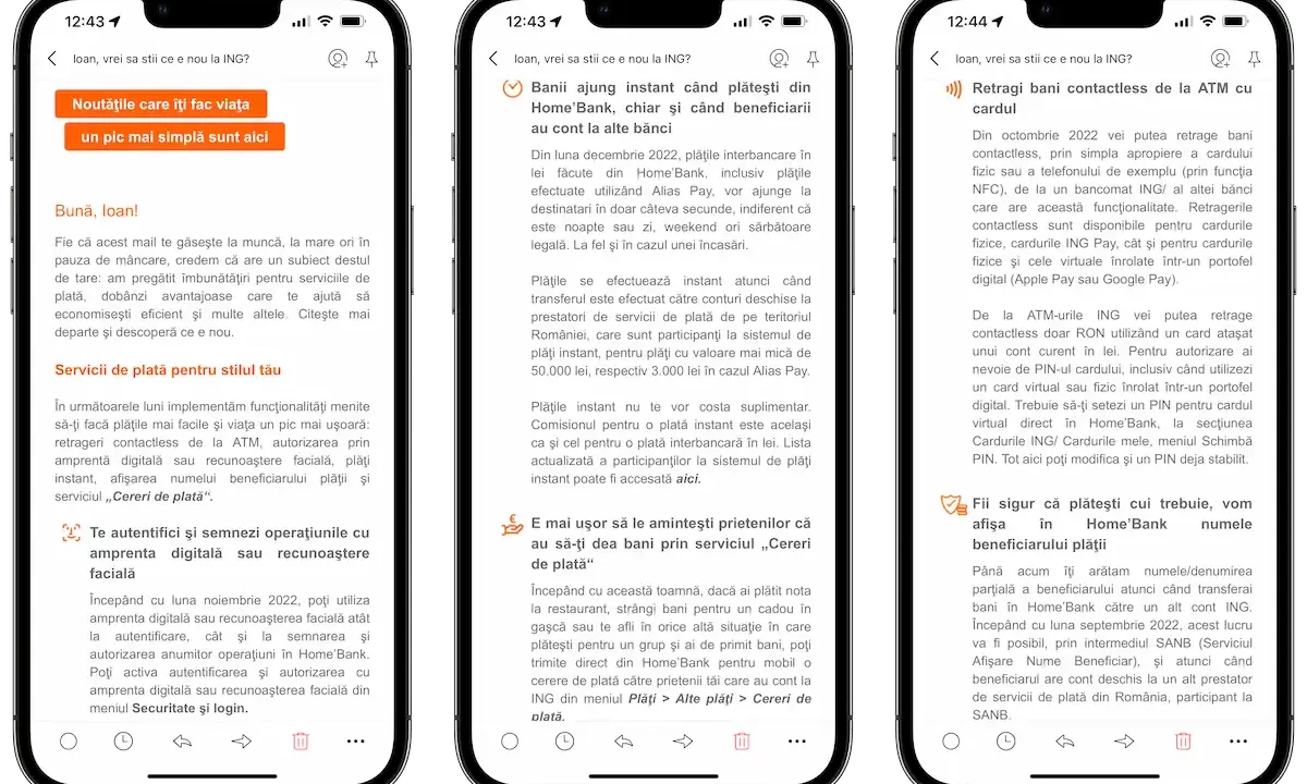 Autorizare plăți cu Face ID și bani instant către alte bănci direct din aplicația Homebank de la ING, începând din noiembrie 2022