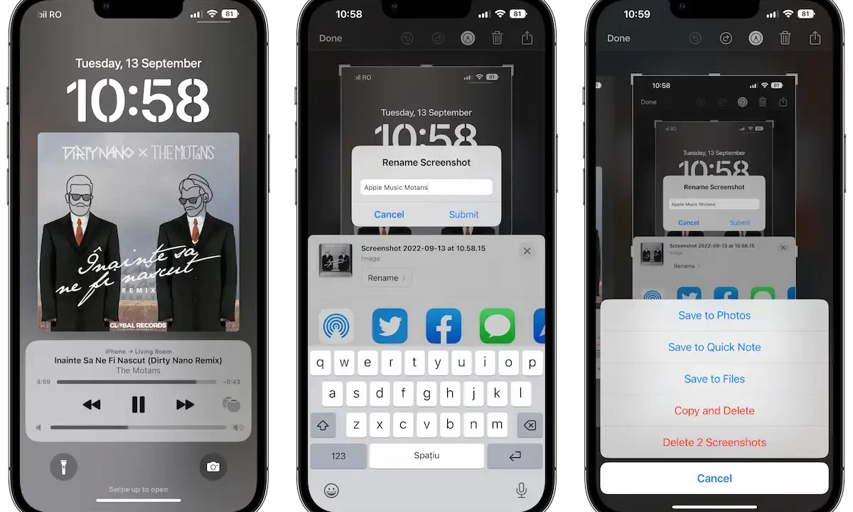 Cum putem redenumi o poză în iOS 16 - Cum putem copia și șterge apoi o captură de ecran
