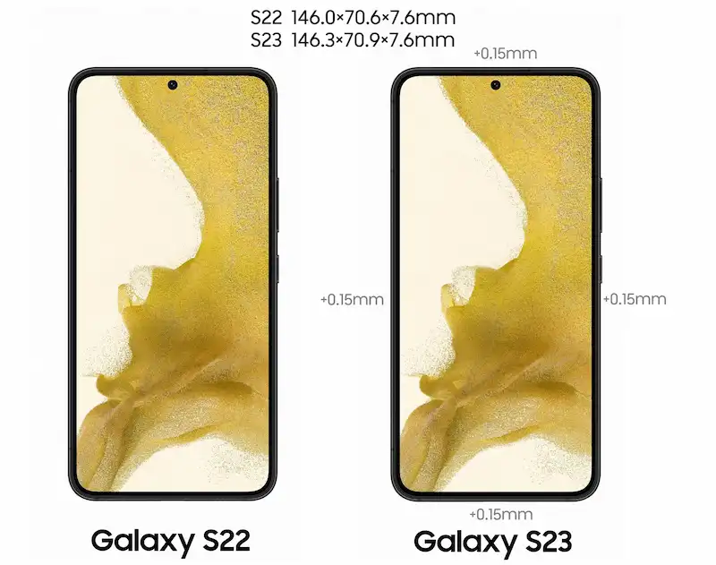 Dimensiuni Galaxy S22 vs Galaxy S23