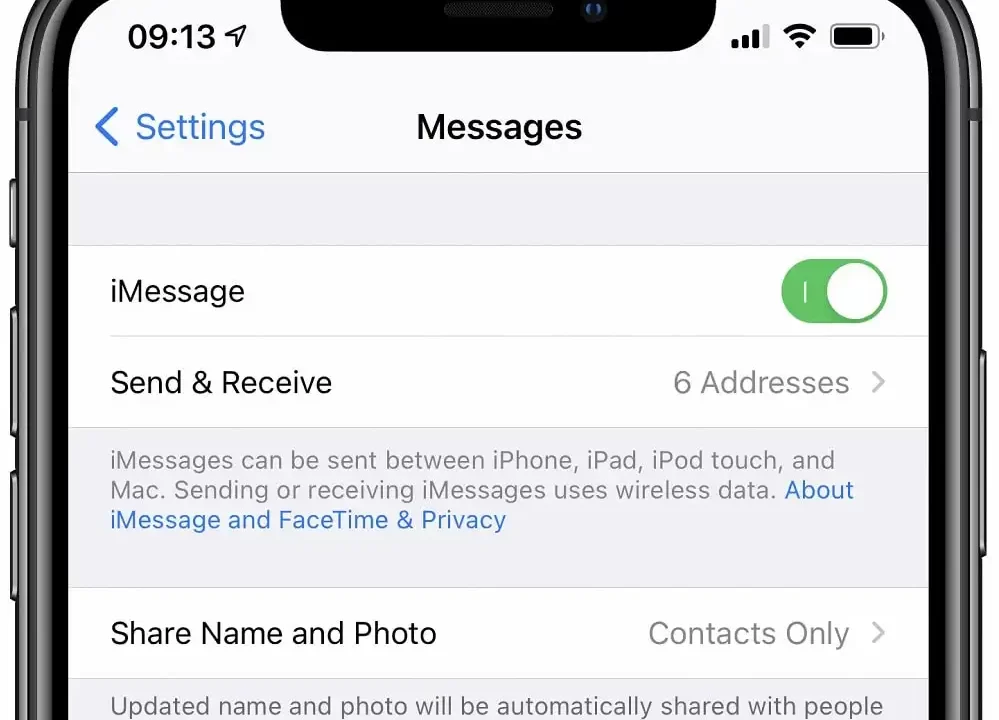 iMessage-settings