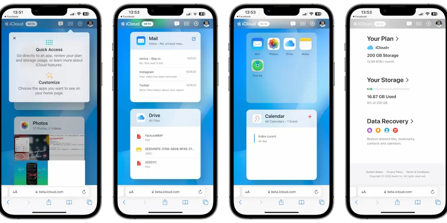 Apple testează un nou design pentru iCloud pentru versiunea web