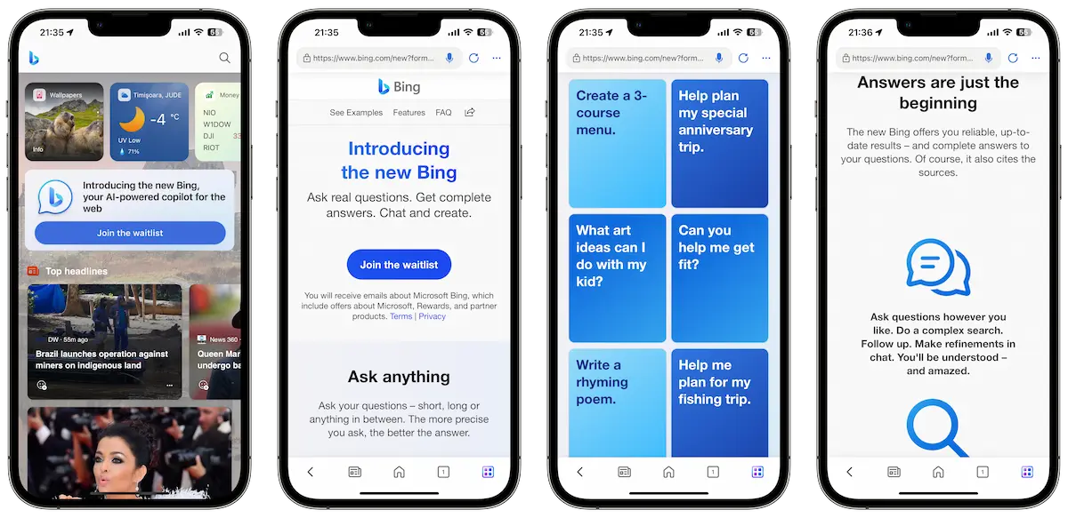 Aplicatia Bing in App Store si lista de asteptare pentru ChatGPT