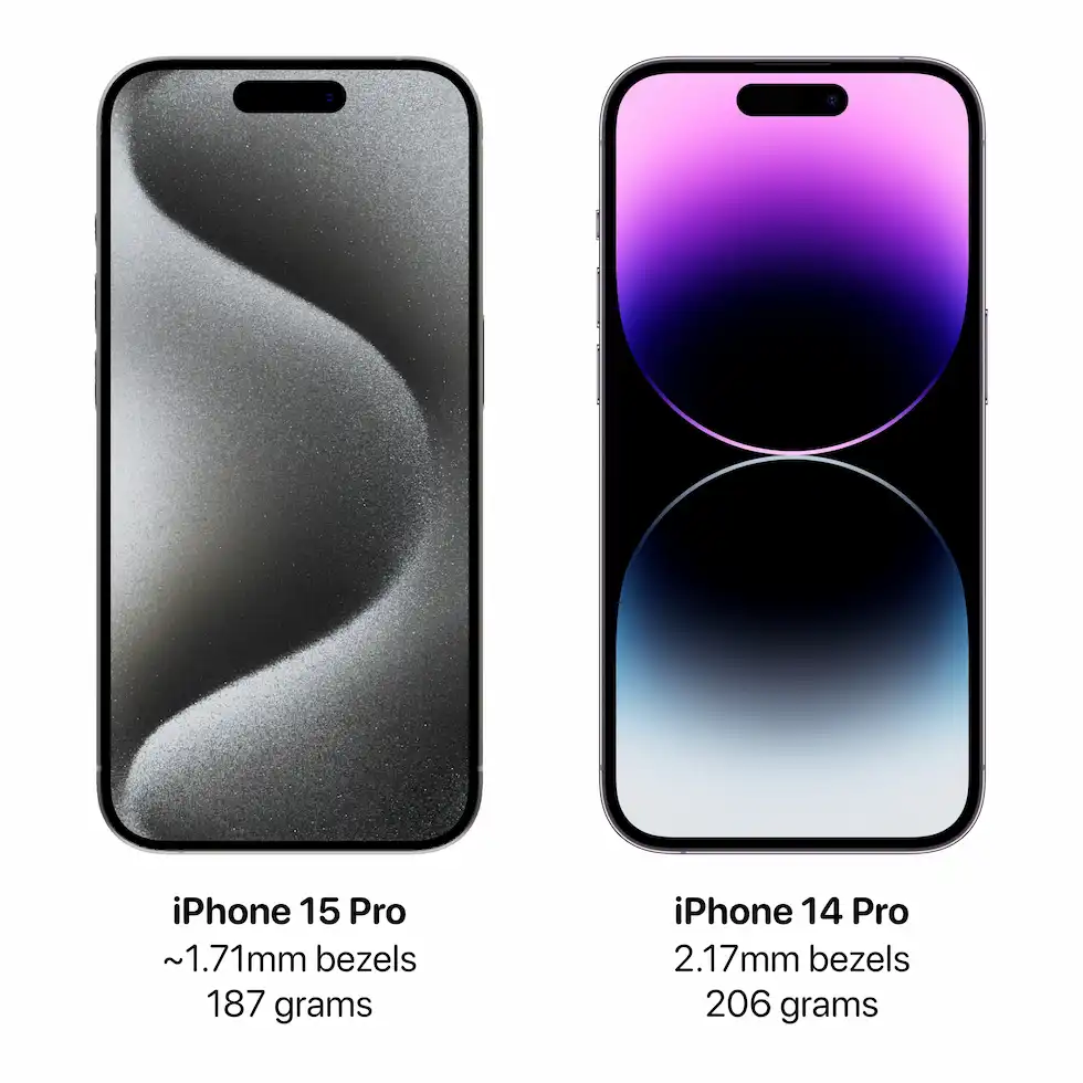 Greutate carcasa Titan iPhone 15 Pro vs iPhone 14 Pro