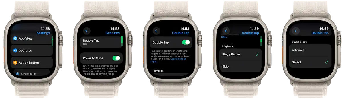 Apple Watch Ultra 2 - Gestures - Double Tap