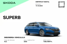Certificat digital privind datele și istoricul de service al mașinilor Skoda