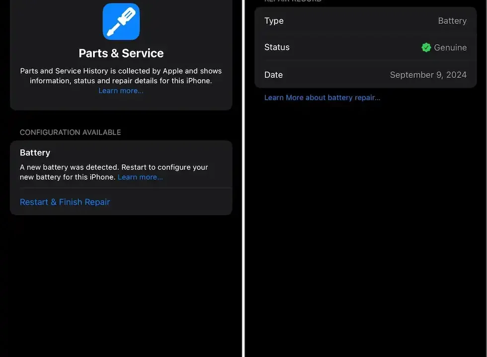 iOS 18 Parts & Service - Repair record - iSay.ro