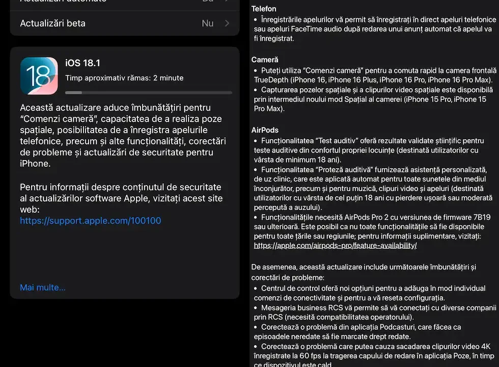 iOS 18.1 promovează servicii care nu sunt disponibile în România