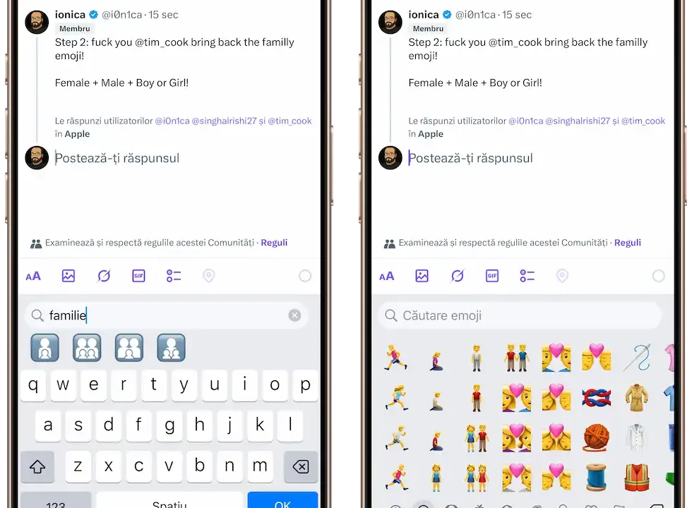 În iOS 18.4 nu mai avem nici un emoji cu Familie