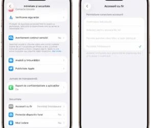 Setare permisiune conectare accesorii cu fir în iOS 26