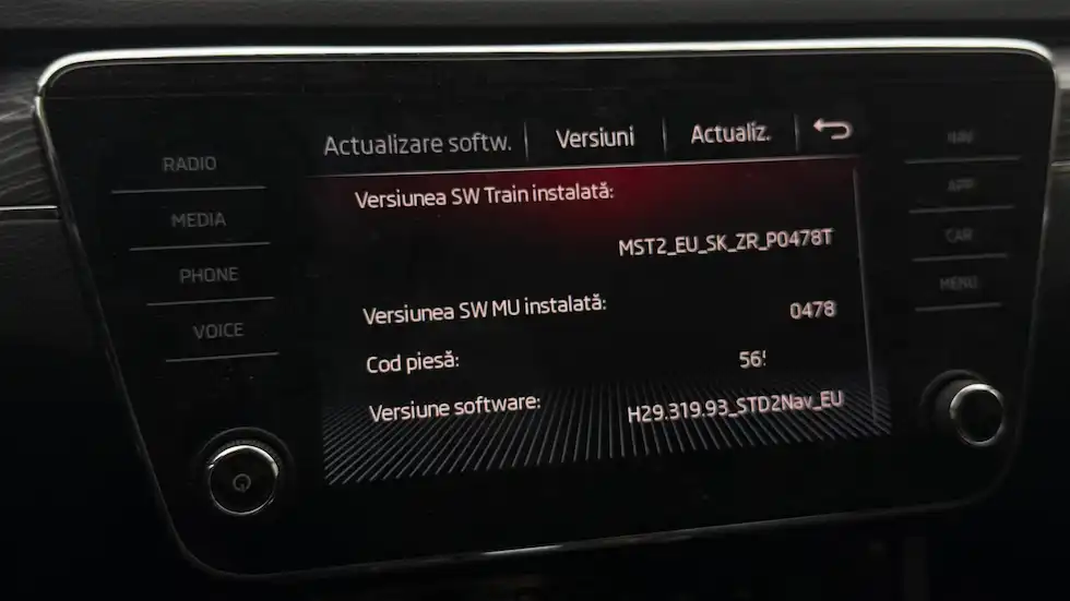 Firmware version Skoda Superb Combi 2020
