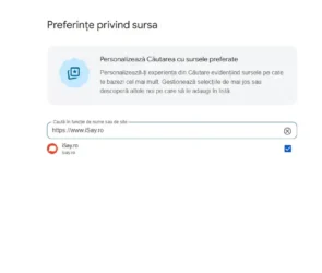 Preferinte privind sursa în căutările Google