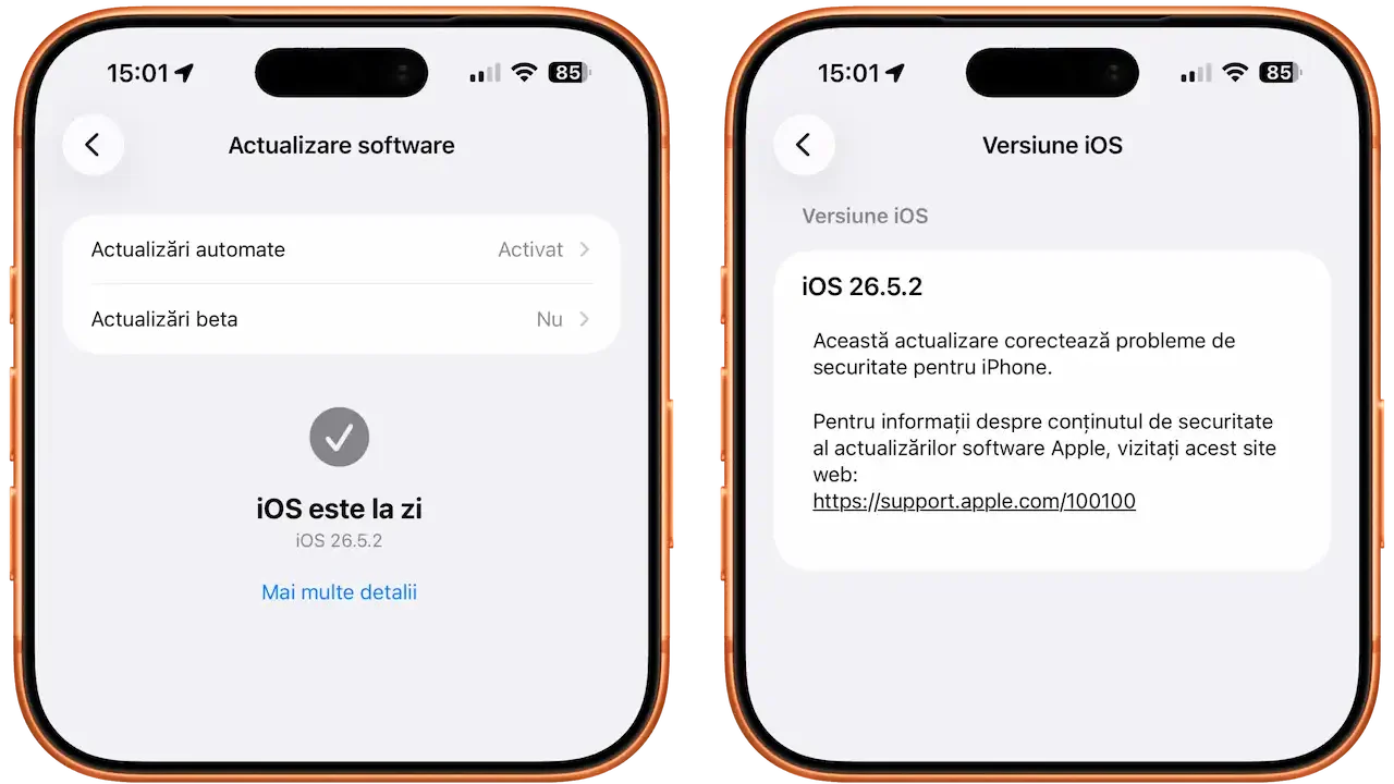 iOS 26.5.2 actualizare disponibilă