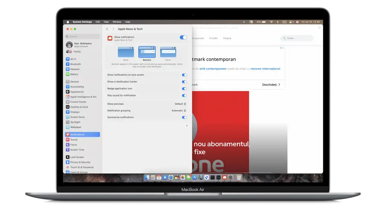 MacBook activare notificari PWA macOS iSay.ro