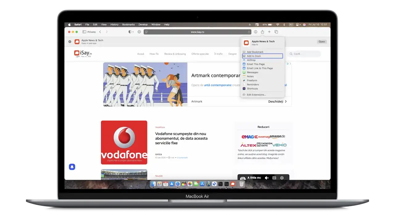 MacBook notification PWA iSay.ro