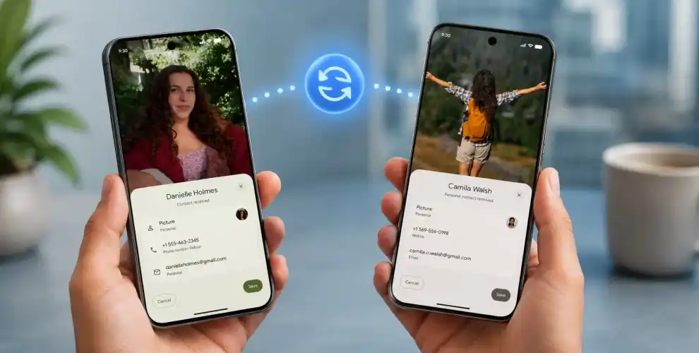 Partajează rapid numele, numărul de telefon și email cu un alt utilizator Android