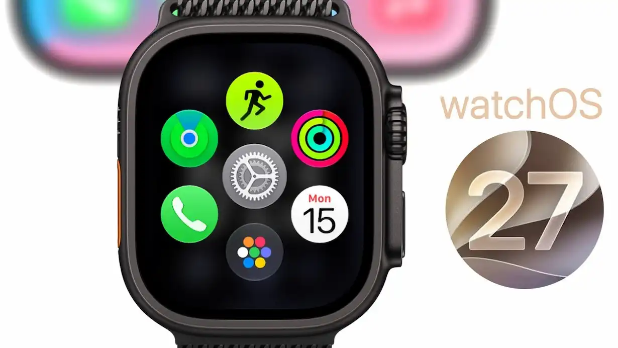 Apple Watch afișând noua interfață Dynamic App Grid din watchOS 27